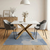 ODIKA Washable Blue Cloud Modern Area Rug, Low Pile Non-Slip & Pet Friendly Carpet