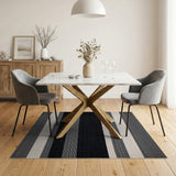 Geometric Modern Striped Black White Striped Woven Area Rug