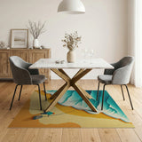 Teal Waves Coastal Fisherman Beach Rug