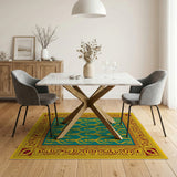 Ornate Teal and Gold Persian Motif Area Rug