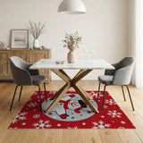 Jolly Cartoon Snowman Red Holiday Rug