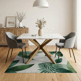 Green Lush Green Monstera Leaves Area Rug