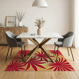 Vibrant Red Palm Leaf Coastal Area Rug