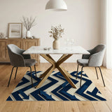 Navy Blue Arrow Zigzag Geometric Area Rug