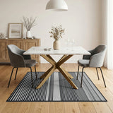 Geometric Modern Bold Horizontal Bold Black White Horizontal Stripe Area Rug