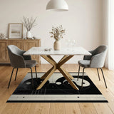 Black and White Distressed Yin Yang Black White Area Rug