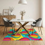 Vibrant Rainbow Balloon Kids Cartoon Rug