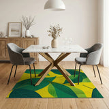 Vibrant Green Leaves Geometric Area Rug
