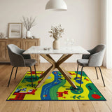 Vibrant Safari Animals Kids Cartoon Area Rug