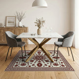 Cream Rust Persian Floral Medallion Rug