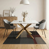 Geometric Block Area Rug in Black Grey Beige Red
