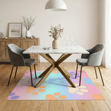 Kids Cartoon Pastel Paw Print Kids Area Rug