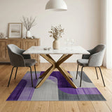 Geometric Modern Purple Grey Curved Geometric Area Rug