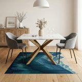 Majestic Blue Peaks Pine Forest Area Rug