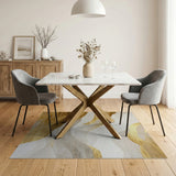 ODIKA Modern Abstract Gold Wavy Washable Area Rug - Low Pile, Non-Slip & Pet Friendly