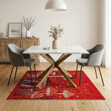 Kids Cartoon Red Whimsical Red Mushroom Forest Area Rug