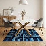 Navy Compass Plaid Area Rug