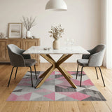 Pink Pink Grey Geometric Triangle Area Rug