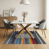 Vibrant Rainbow Striped Geometric Area Rug