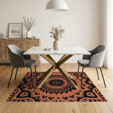 Traditional Persian Vibrant Orange Mandala Persian Area Rug