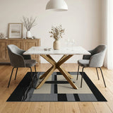 Grey Surfboard Silhouette Coastal Rug