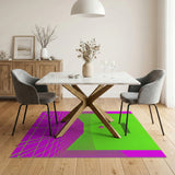 Neon Grid Corridor Area Rug in Green Pink