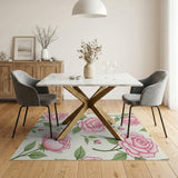 Blush Pink Roses Floral Pattern Area Rug