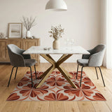 Vibrant Orange Clover Geometric Area Rug