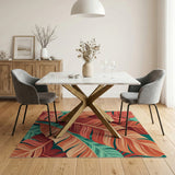 Vibrant Multi-Color Palm Leaf Area Rug