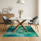 Teal Geometric Patchwork Area Rug