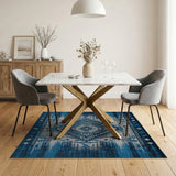 Blue Teal Southwestern Diamond Pattern Area Rug