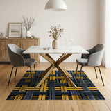 Modern Gold Grey Geometric Woven Rug