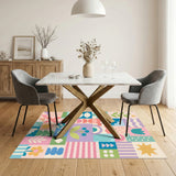 Geometric Modern Multi-color and Patterns Vibrant Geometric Patchwork Area Rug