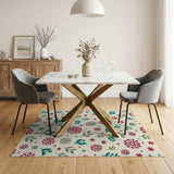 Red Anemone Floral Leaf Area Rug
