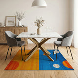 Cosmic Planets Kids Area Rug in Blue Orange
