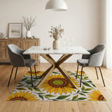 Yellow Vibrant Sunflower Pattern Area Rug