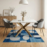 Geometric Modern Modern Blue Geometric Abstract Area Rug