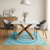 Hypnotic Cyan Spiral Area Rug