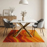 ODIKA Abstract Sunset Wave Washable Area Rug - Non-Slip Low Pile