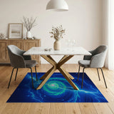 Cosmic Teal Lightning Vortex Area Rug