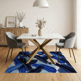 Bold Blue Brushstroke Abstract Area Rug