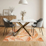 Orange Leaf Boho Area Rug