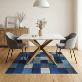 Blue Patchwork Geometric Blue and Teal Area Rug