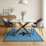 Pixelated Fighter Jet Silhouette Blue Area Rug