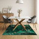Green Emerald Green Gold Vein Marble Area Rug