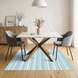 Blue and White Striped Coastal Area Rug