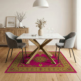 Pink Gold Ornate Mandala Area Rug