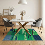Geometric Shark Area Rug in Blue Teal