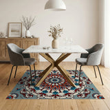 Vibrant Teal Coral Mandala Persian Rug