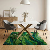 Lush Green Mountain Valley Area Rug